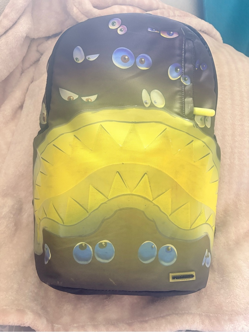 Sprayground Black & Yellow Monster Eye Graphic Backpack